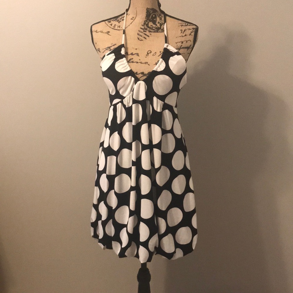 Juniors polka dot halter dress